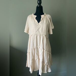 Cream Ruffled Mini Dress